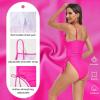 imageZando One Piece Swimsuit Women Bathing Suits Tummy Control Cheeky Tie Side High Cut One Piece Swimsuits SwimwearPink