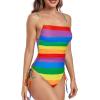 imageZando One Piece Swimsuit Women Bathing Suits Tummy Control Cheeky Tie Side High Cut One Piece Swimsuits SwimwearRainbow