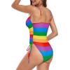 imageZando One Piece Swimsuit Women Bathing Suits Tummy Control Cheeky Tie Side High Cut One Piece Swimsuits SwimwearRainbow