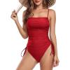 imageZando One Piece Swimsuit Women Bathing Suits Tummy Control Cheeky Tie Side High Cut One Piece Swimsuits SwimwearRed