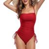 imageZando One Piece Swimsuit Women Bathing Suits Tummy Control Cheeky Tie Side High Cut One Piece Swimsuits SwimwearRed