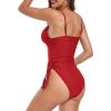 imageZando One Piece Swimsuit Women Bathing Suits Tummy Control Cheeky Tie Side High Cut One Piece Swimsuits SwimwearRed