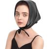 imageZando Silk Head Scarf for Women Square Chiffon Scarf for Hair Wrapping Solid Color Retro Scarfs Neck Scarf Purse ScarfA Black