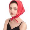 imageZando Silk Head Scarf for Women Square Chiffon Scarf for Hair Wrapping Solid Color Retro Scarfs Neck Scarf Purse ScarfA Red