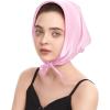 imageZando Silk Head Scarf for Women Square Chiffon Scarf for Hair Wrapping Solid Color Retro Scarfs Neck Scarf Purse ScarfB Pink