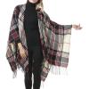 imageZando Womens Warm Shawl Wrap Open Front Poncho Cape Color Block Shawls Winter Cardigan Wrap Printed Ponchos for Women 2C Black Red Stripe