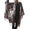 imageZando Womens Warm Shawl Wrap Open Front Poncho Cape Color Block Shawls Winter Cardigan Wrap Printed Ponchos for Women 2C Black Red Stripe