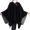 imageZando Womens Warm Shawl Wrap Open Front Poncho Cape Color Block Shawls Winter Cardigan Wrap Printed Ponchos for Women 2G Black Grey