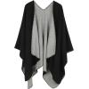 imageZando Womens Warm Shawl Wrap Open Front Poncho Cape Color Block Shawls Winter Cardigan Wrap Printed Ponchos for Women 2G Black Grey