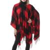 imageZando Womens Warm Shawl Wrap Open Front Poncho Cape Color Block Shawls Winter Cardigan Wrap Printed Ponchos for Women 2H Buffalo Red