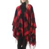imageZando Womens Warm Shawl Wrap Open Front Poncho Cape Color Block Shawls Winter Cardigan Wrap Printed Ponchos for Women 2H Buffalo Red