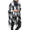 imageZando Womens Warm Shawl Wrap Open Front Poncho Cape Color Block Shawls Winter Cardigan Wrap Printed Ponchos for Women 2J Fashion Black
