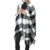 imageZando Womens Warm Shawl Wrap Open Front Poncho Cape Color Block Shawls Winter Cardigan Wrap Printed Ponchos for Women 2J Fashion Black