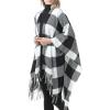 imageZando Womens Warm Shawl Wrap Open Front Poncho Cape Color Block Shawls Winter Cardigan Wrap Printed Ponchos for Women 2J Fashion Black