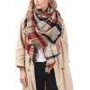 imageZando Womens Warm Shawl Wrap Open Front Poncho Cape Color Block Shawls Winter Cardigan Wrap Printed Ponchos for Women 2K Pink Plaid Scarf