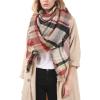 imageZando Womens Warm Shawl Wrap Open Front Poncho Cape Color Block Shawls Winter Cardigan Wrap Printed Ponchos for Women 2K Pink Plaid Scarf