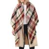 imageZando Womens Warm Shawl Wrap Open Front Poncho Cape Color Block Shawls Winter Cardigan Wrap Printed Ponchos for Women 2K Pink Plaid Scarf
