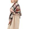 imageZando Womens Warm Shawl Wrap Open Front Poncho Cape Color Block Shawls Winter Cardigan Wrap Printed Ponchos for Women 2K Pink Plaid Scarf