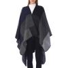 imageZando Womens Warm Shawl Wrap Open Front Poncho Cape Color Block Shawls Winter Cardigan Wrap Printed Ponchos for Women 2Navy Grey