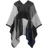 imageZando Womens Warm Shawl Wrap Open Front Poncho Cape Color Block Shawls Winter Cardigan Wrap Printed Ponchos for Women 2Navy Grey
