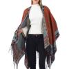 imageZando Womens Warm Shawl Wrap Open Front Poncho Cape Color Block Shawls Winter Cardigan Wrap Printed Ponchos for Women 2Orange