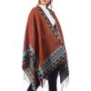 imageZando Womens Warm Shawl Wrap Open Front Poncho Cape Color Block Shawls Winter Cardigan Wrap Printed Ponchos for Women 2Orange