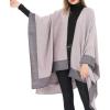 imageZando Womens Warm Shawl Wrap Open Front Poncho Cape Color Block Shawls Winter Cardigan Wrap Printed Ponchos for Women 2Q Grey Pink