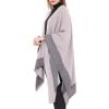 imageZando Womens Warm Shawl Wrap Open Front Poncho Cape Color Block Shawls Winter Cardigan Wrap Printed Ponchos for Women 2Q Grey Pink