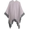 imageZando Womens Warm Shawl Wrap Open Front Poncho Cape Color Block Shawls Winter Cardigan Wrap Printed Ponchos for Women 2Q Grey Pink