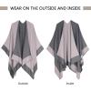 imageZando Womens Warm Shawl Wrap Open Front Poncho Cape Color Block Shawls Winter Cardigan Wrap Printed Ponchos for Women 2Q Grey Pink
