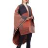 imageZando Womens Warm Shawl Wrap Open Front Poncho Cape Color Block Shawls Winter Cardigan Wrap Printed Ponchos for Women 2Red Grid