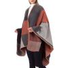 imageZando Womens Warm Shawl Wrap Open Front Poncho Cape Color Block Shawls Winter Cardigan Wrap Printed Ponchos for Women 2Red Grid