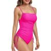 imageZando One Piece Swimsuit Women Bathing Suits Tummy Control Cheeky Tie Side High Cut One Piece Swimsuits SwimwearPink
