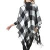 imageZando Womens Warm Shawl Wrap Open Front Poncho Cape Color Block Shawls Winter Cardigan Wrap Printed Ponchos for Women 2J Fashion Black