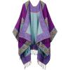 imageZando Womens Warm Shawl Wrap Open Front Poncho Cape Color Block Shawls Winter Cardigan Wrap Printed Ponchos for Women 2Purple Pattern