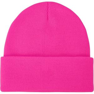 imageZando Beanie for Men Women Cuffed Cap Soft Slouchy Beanie Winter Knit Hats Fisherman Beanie Skull Cap Unisex Daliy Beanie01 Hot Pink