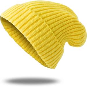 imageZando Beanie for Men Women Cuffed Cap Soft Slouchy Beanie Winter Knit Hats Fisherman Beanie Skull Cap Unisex Daliy Beanie1 Bright Yellow