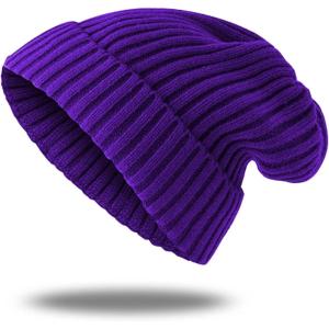 imageZando Beanie for Men Women Cuffed Cap Soft Slouchy Beanie Winter Knit Hats Fisherman Beanie Skull Cap Unisex Daliy Beanie1 Purple