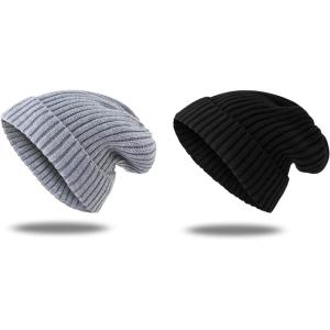 imageZando Beanie for Men Women Cuffed Cap Soft Slouchy Beanie Winter Knit Hats Fisherman Beanie Skull Cap Unisex Daliy Beanie2 Blackgrey