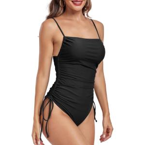 imageZando One Piece Swimsuit Women Bathing Suits Tummy Control Cheeky Tie Side High Cut One Piece Swimsuits SwimwearBlack