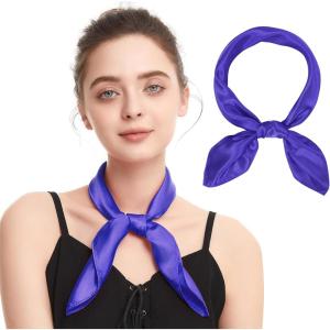 imageZando Silk Head Scarf for Women Square Chiffon Scarf for Hair Wrapping Solid Color Retro Scarfs Neck Scarf Purse ScarfB Purple