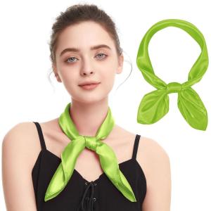 imageZando Silk Head Scarf for Women Square Chiffon Scarf for Hair Wrapping Solid Color Retro Scarfs Neck Scarf Purse ScarfC Green