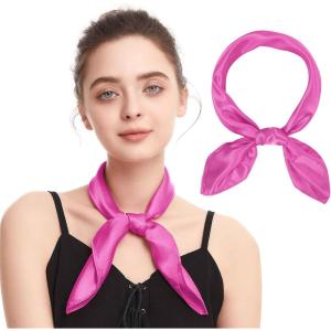imageZando Silk Head Scarf for Women Square Chiffon Scarf for Hair Wrapping Solid Color Retro Scarfs Neck Scarf Purse ScarfRose Pink