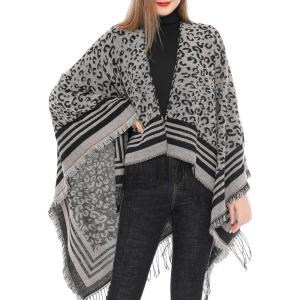 imageZando Womens Warm Shawl Wrap Open Front Poncho Cape Color Block Shawls Winter Cardigan Wrap Printed Ponchos for Women 2Yellow Leopard