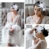 imageZando Fascinators for Women Tea Party Hat Kentucky Derby Hats Flower Mesh Feathers Headband Headwear Hair Clip for GirlsBeige  Gold