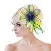 imageZando Fascinators for Women Tea Party Hat Kentucky Derby Hats Flower Mesh Feathers Headband Headwear Hair Clip for GirlsYellow  Green  Purple