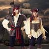 imageZando Halloween Pirate Costume Men Women Pirate Party Accessory Cosplay Men Pirate Bandana Hat Head Scarf Sash Belt01 Black