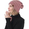 imageZando Womens Beanie Hats for Women Slouchy Beanie Warm Winter Beanie for Women Thick Knit Womens Beanie Cozy Slouchy Hat3 Blacklight Greyskin Pink
