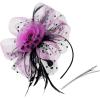 imageZando Fascinators for Women Tea Party Hat Kentucky Derby Hats Flower Mesh Feathers Headband Headwear Hair Clip for GirlsHot Pink   Black