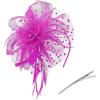 imageZando Fascinators for Women Tea Party Hat Kentucky Derby Hats Flower Mesh Feathers Headband Headwear Hair Clip for GirlsHot Pink